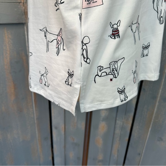 Kate Spade Long Sleeve PJ Set Dog Print Cream Sz M NWT - Picture 7 of 16